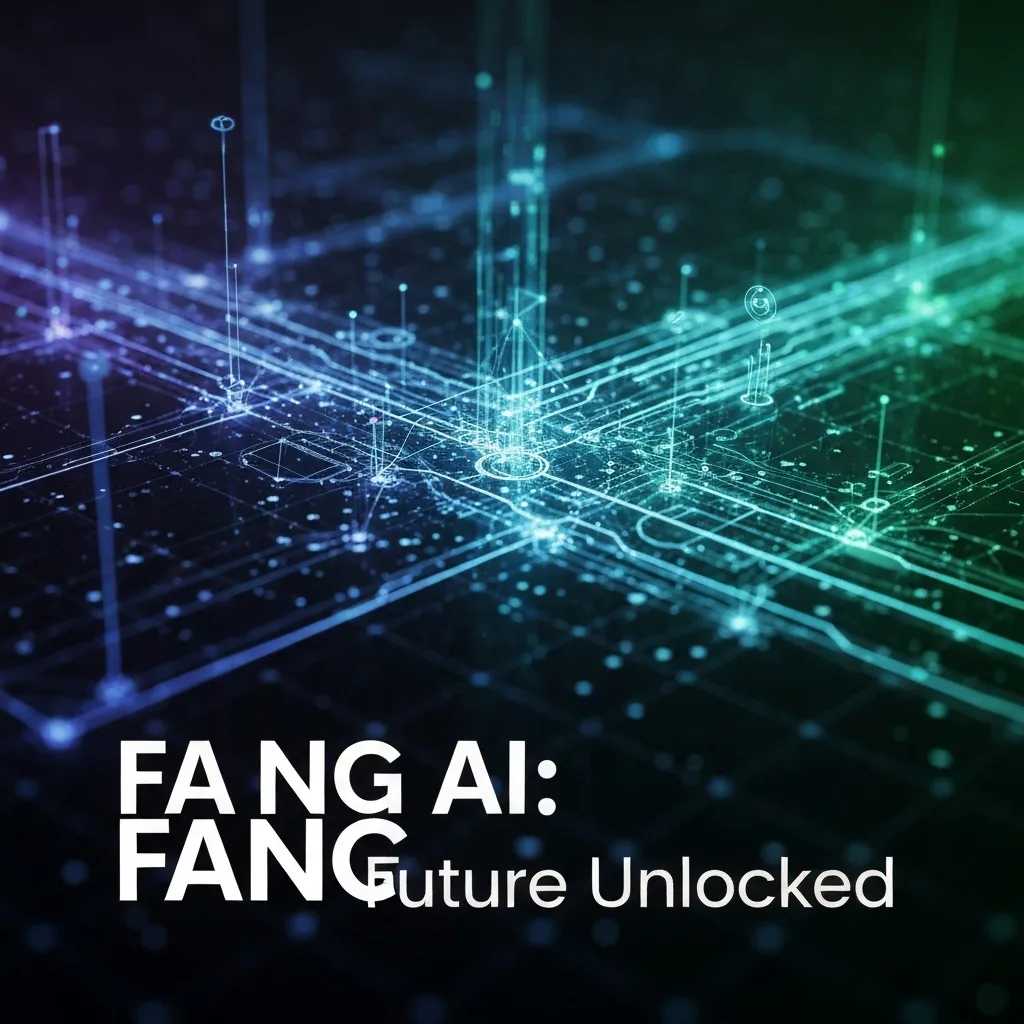 A futuristic digital network with glowing data streams and abstract representations of FANG companies, symbolizing the speculative future AI leaks and feature analysis discussed in "The Next FANG AI Leaks: A Speculative Feature-by-Feature Analysis".